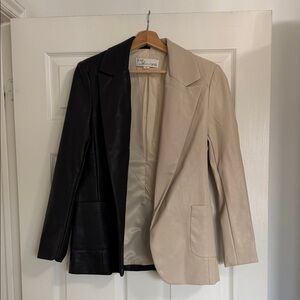 Vintage Havana Faux Leather Women's Blazer